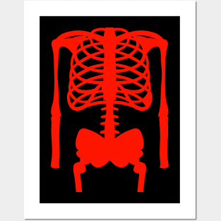 Happy Halloween Red Skeleton Bones Posters and Art